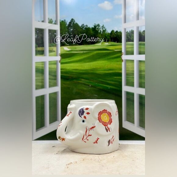 Elephant Yasmin Handmade Multi Colored Ceramic Planter Pot - Picture 1 of 9